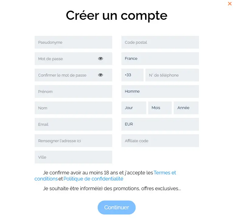 Processo di registrazione BETGO CASINO